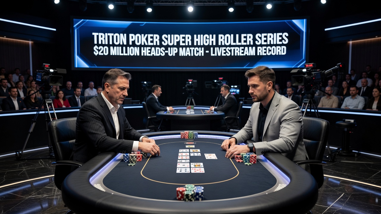 High-stakes poker action during the Triton series heads-up match